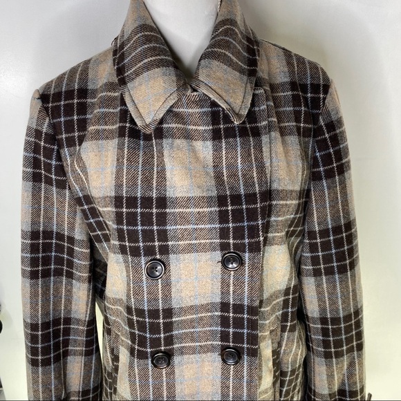 Lands End Wool Plaid Double Breasted Coat - Picture 13 of 16